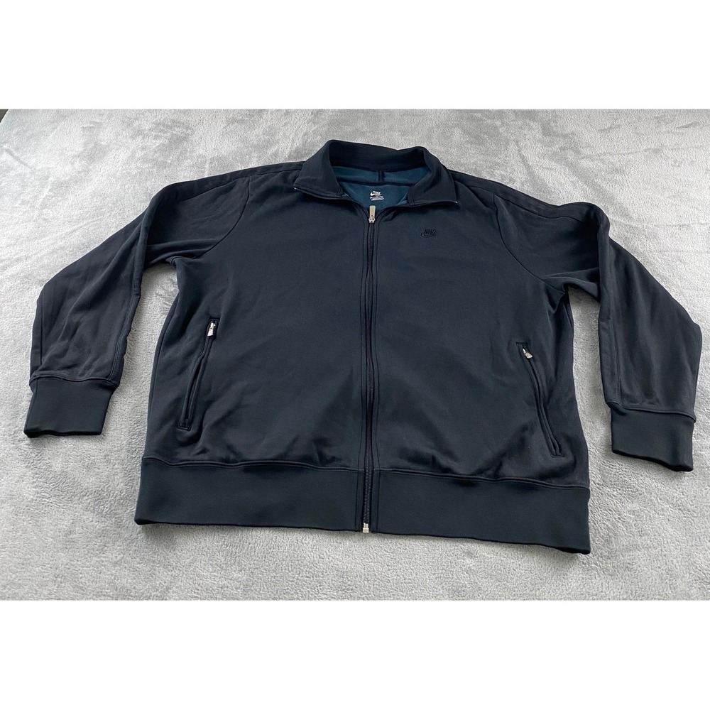 Nike Sportswear Mens XXL Black Full Zip Track Jacket Embroidered Logo Pockets